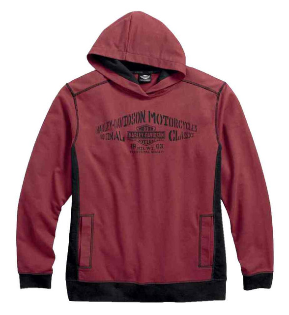 Harley-Davidson Men's Classics Colorblocked Pullover Hoodie, Red 96430-17VM - Wisconsin Harley-Davidson