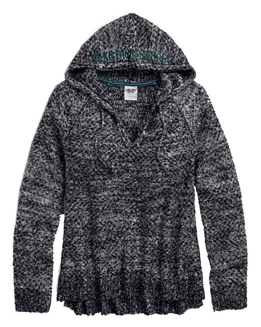 Harley-Davidson Women's Shimmer & Metallic Hooded Sweater, Black 96050-17VW - Wisconsin Harley-Davidson
