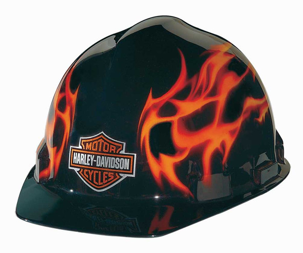 Harley-Davidson Flames Bar & Shield Logo Safety Hard Hat, Gloss Black HDHHAT10 - Wisconsin Harley-Davidson
