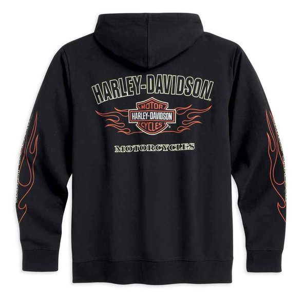 Harley-Davidson® Mens Flames Bar & Shield Zip Hooded Sweatshirt