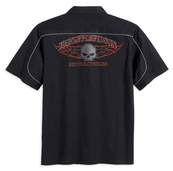 Harley-Davidson® Men's Burning Skull Garage Short Sleeve Shirt 