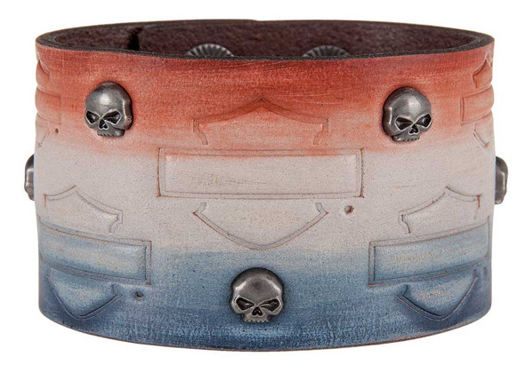 Harley-Davidson Women's Glory Gal RWB Bar & Shield Leather Cuff HDWCU11239-MLT - Wisconsin Harley-Davidson