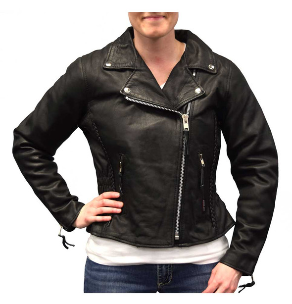 Redline Women's Mid-Weight Goat Leather Motorcycle Jacket, Black L-3150 - Wisconsin Harley-Davidson