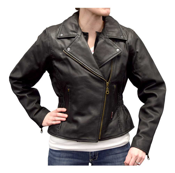 Redline Women's Mid-Weight Goat Leather Jacket w/ Gator Skin Liner