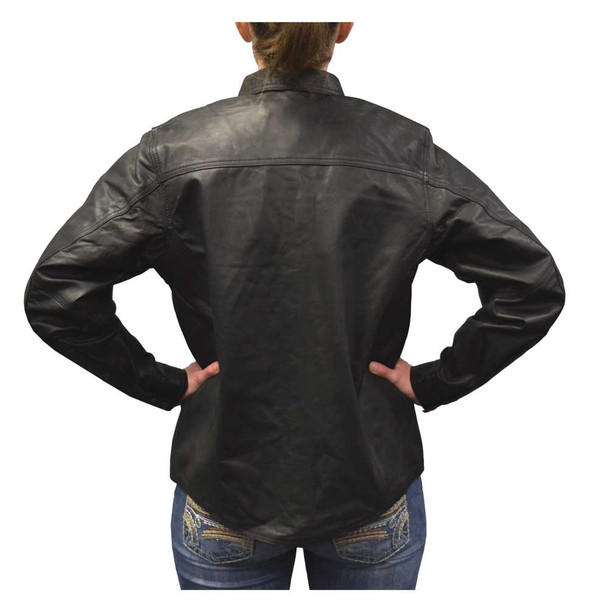 Redline Women's Lightweight Snap Down Collar Leather Riding Shirt