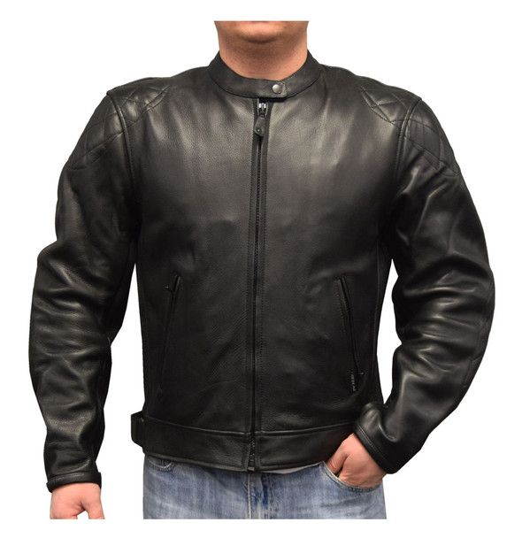 Redline Men's Cowhide Leather European Motorcycle Jacket w/ Armor, Black M-250 - Wisconsin Harley-Davidson