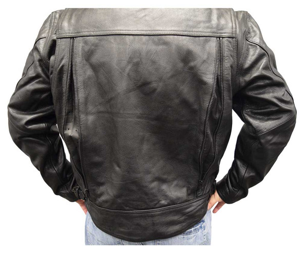 Redline Men's Leather Zipper Touring Motorcycle Riding Jacket