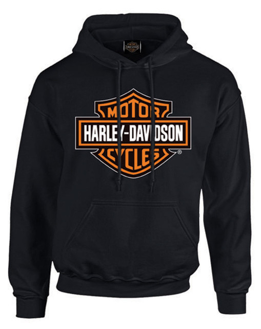 Harley-Davidson Men's Bar & Shield Pullover Fleece Hooded Sweatshirt, Black - Wisconsin Harley-Davidson