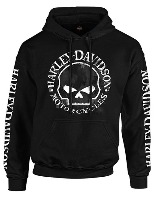Harley-Davidson Men's Hand Made Willie G Skull Pullover Hooded Sweatshirt, Black - Wisconsin Harley-Davidson