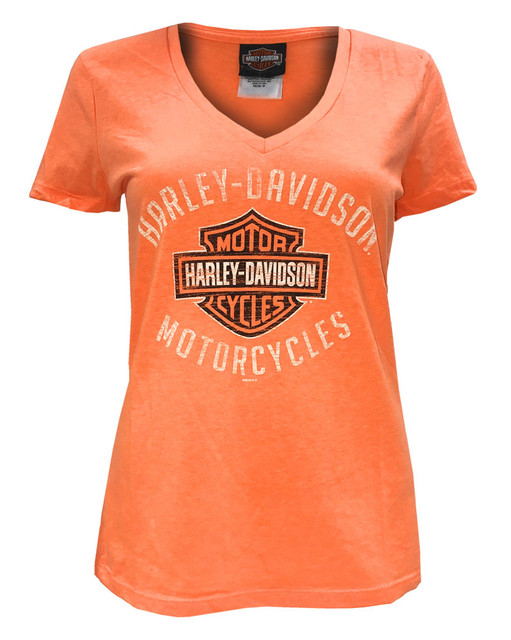 Harley-Davidson Women's Chrome Options B&S Short Sleeve Tee, Orange 5B38-HE23 - Wisconsin Harley-Davidson