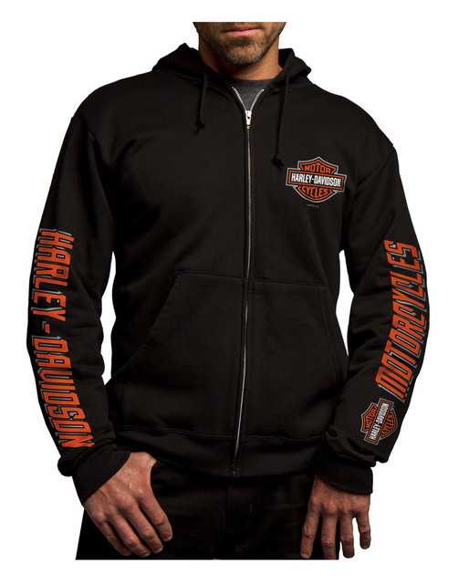 Harley-Davidson Men's Last Mile Bar & Shield Zip Sweatshirt, Black 5693-HE98 - Wisconsin Harley-Davidson