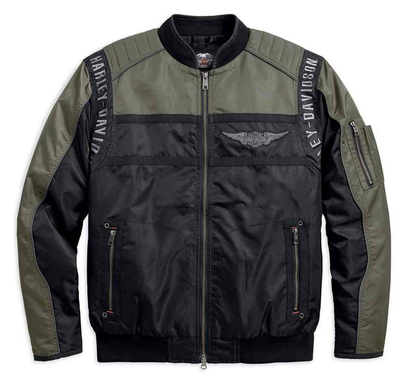 Harley-Davidson Men's Mainstreet Colorblocked Nylon Bomber Jacket 98583-17VM - Wisconsin Harley-Davidson