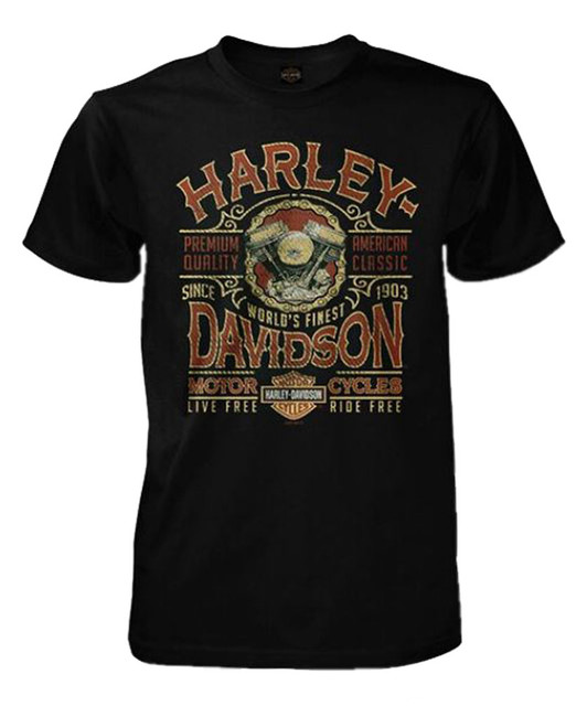 Harley-Davidson Men's Relic Distressed Short Sleeve Crew Neck T-Shirt, Black - Wisconsin Harley-Davidson