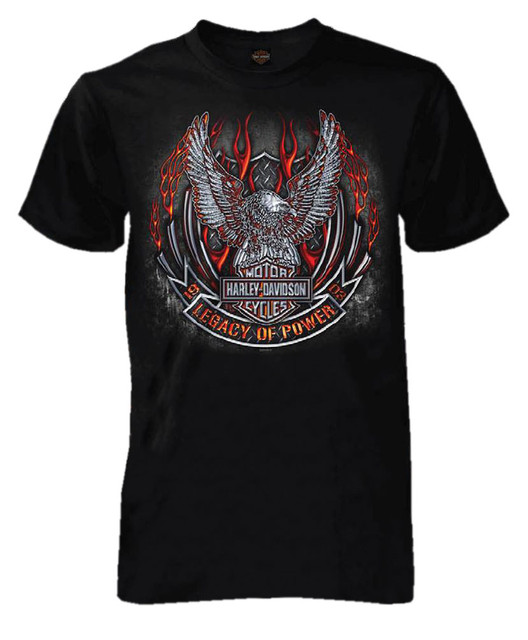 Harley-Davidson Men's Up-Wing Eagle Emblem Short Sleeve Tall T-Shirt, Black - Wisconsin Harley-Davidson