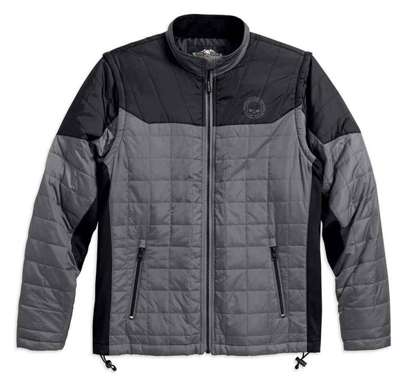 Harley-Davidson® Men's Convertible Packable Mid-Layer Jacket, Gray