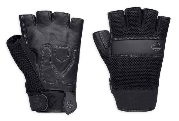 Harley-Davidson Men's Removable Pad Fingerless Gloves, Black 98376-17VM - Wisconsin Harley-Davidson
