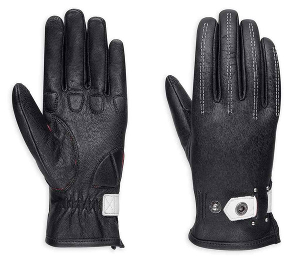 Harley-Davidson Women's Compass Full-Finger Leather Gloves, Black 98379-17VW - Wisconsin Harley-Davidson