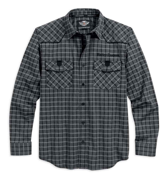 Harley-Davidson Men's Modified Yoke Plaid Long Sleeve Woven Shirt 96501-17VM - Wisconsin Harley-Davidson