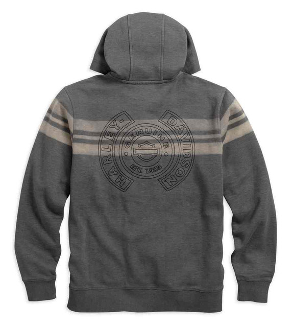 Harley-Davidson® Men's Chest Stripe Zippered Hoodie, Asphalt Gray