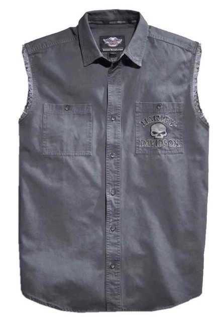 Harley-Davidson Men's Willie G Skull Sleeveless Blowout Shirt, Gray 99029-17VM - Wisconsin Harley-Davidson