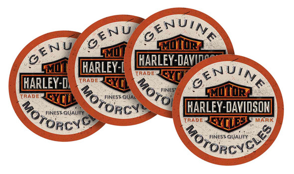 Harley-Davidson Long Bar & Shield Neoprene Coaster Set, 4 Pack, 4 inch CS31216 - Wisconsin Harley-Davidson