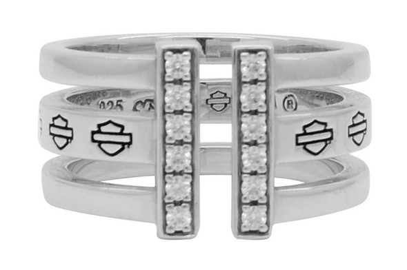 Harley-Davidson Women's Bling Bar & Shield Split Ring, Sterling Silver HDR0428 - Wisconsin Harley-Davidson