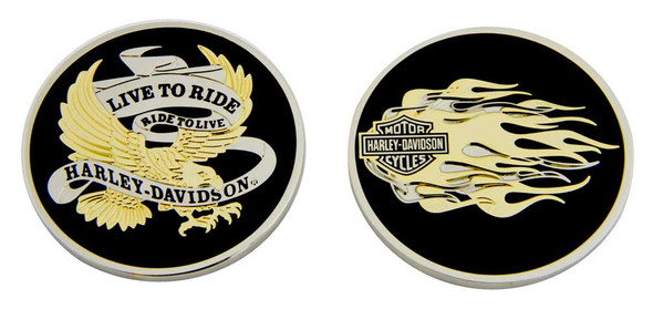 Harley-Davidson Live To Ride Eagle & Flames Challenge Coin, 1.75-in. 8007126 - Wisconsin Harley-Davidson