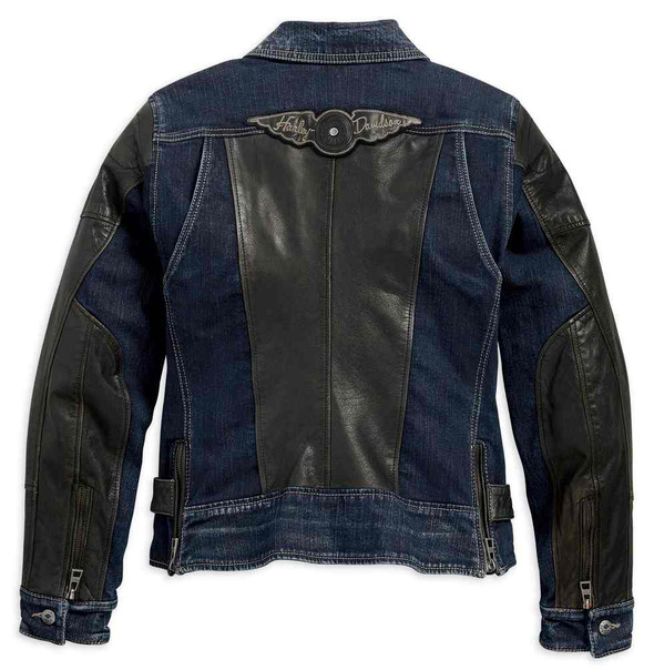 Harley-Davidson® Women's Vix Denim & Leather Riding Biker Jacket