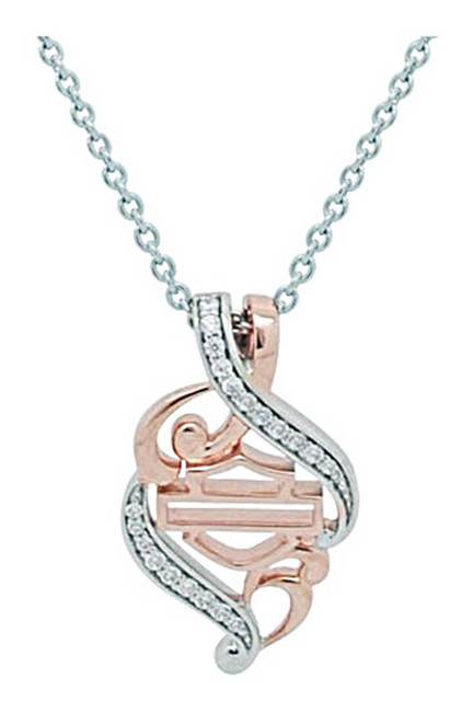 Harley-Davidson Women's Rose Gold & Silver Bling Filigree Necklace HDN0361-18 - Wisconsin Harley-Davidson