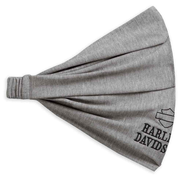 Harley-Davidson Women's Embroidered Micro Striped Knit Headwrap, Gray 97843-17VW - Wisconsin Harley-Davidson