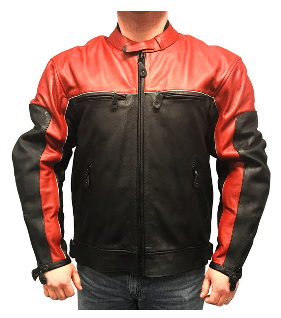 Redline Men's Racing Body Armor Premium Jacket, Two-Tone Cow Leather M-RBR - Wisconsin Harley-Davidson