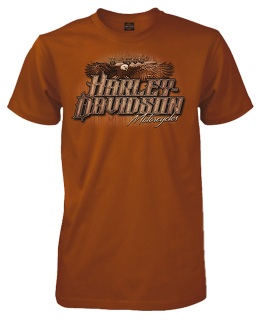 Harley-Davidson Men's Traverse H-D Script Short Sleeve T-Shirt, Texas Orange - Wisconsin Harley-Davidson