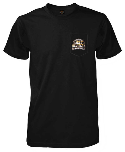 Harley-Davidson Men's Drive Chain H-D Short Sleeve Chest Pocket T-Shirt, Black - Wisconsin Harley-Davidson
