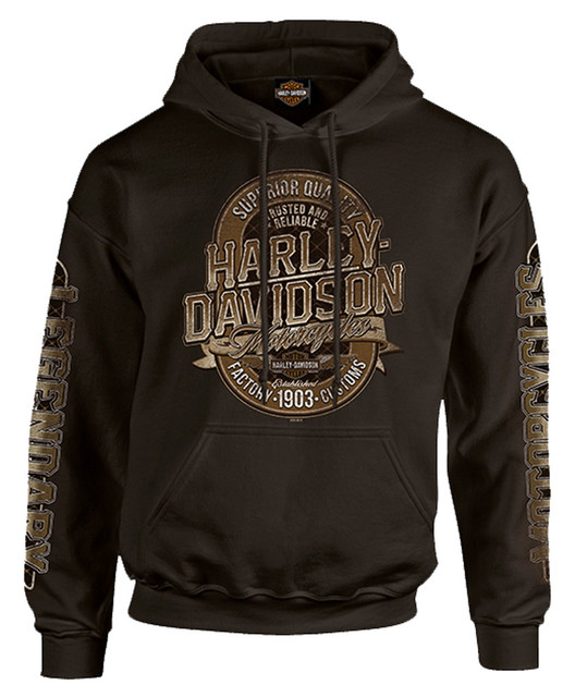Harley-Davidson Men's Distressed Dark Force Pullover Sweatshirt, Dark Chocolate - Wisconsin Harley-Davidson