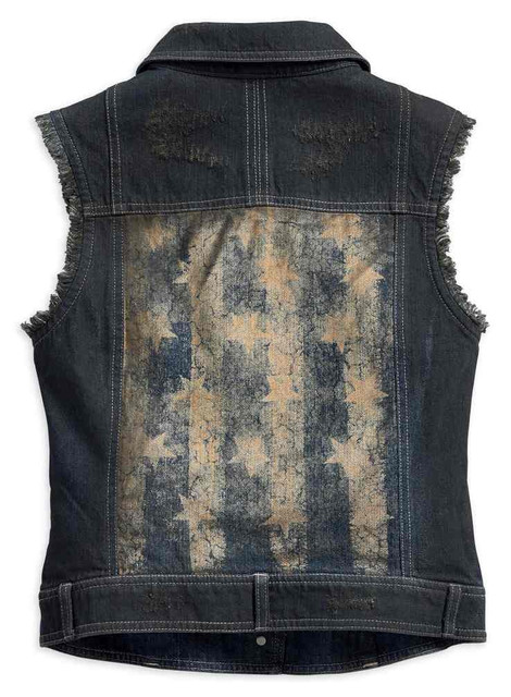 Harley-Davidson® Women's Distressed Americana Frayed Denim Vest