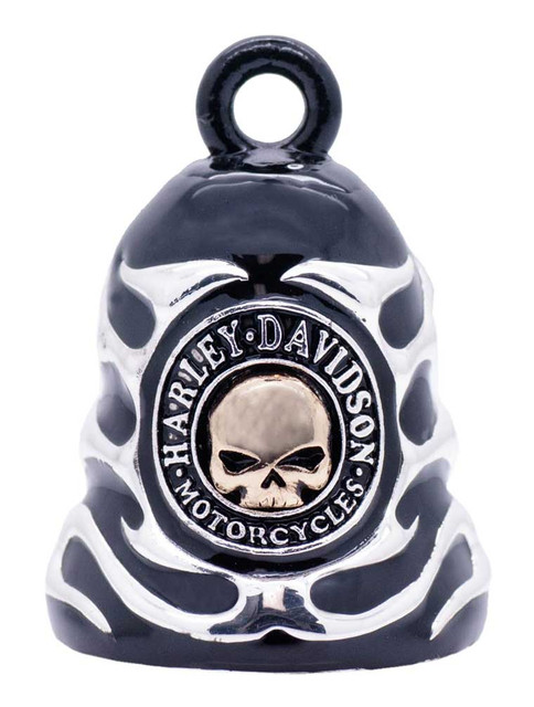 Harley-Davidson Sculpted Skull & Flames Logo Ride Bell, Black Finish HRB083 - Wisconsin Harley-Davidson