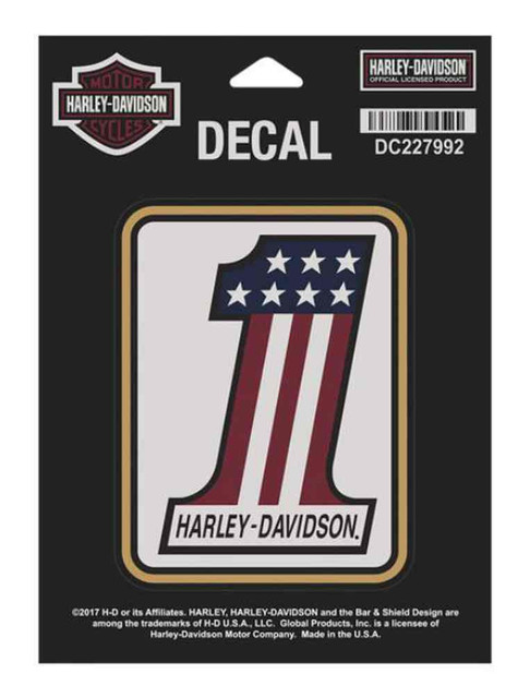 Harley-Davidson Red-White-Blue #1 Logo Matte Finish Decal, 3.25 x 4.125 DC227992 - Wisconsin Harley-Davidson