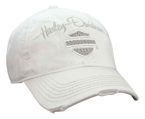 Harley-Davidson Women's Studded Blank Bar & Shield Baseball Cap, White BC21500 - Wisconsin Harley-Davidson