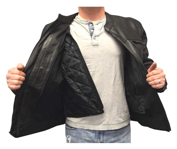 Redline Men's Armor Cowhide Leather Lined Motorcycle Jacket