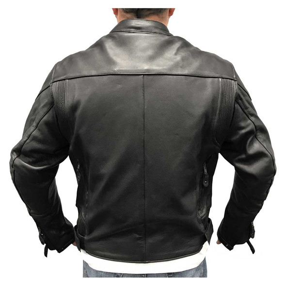 Redline Men's Armor Cowhide Leather Sport Motorcycle Jacket, Black