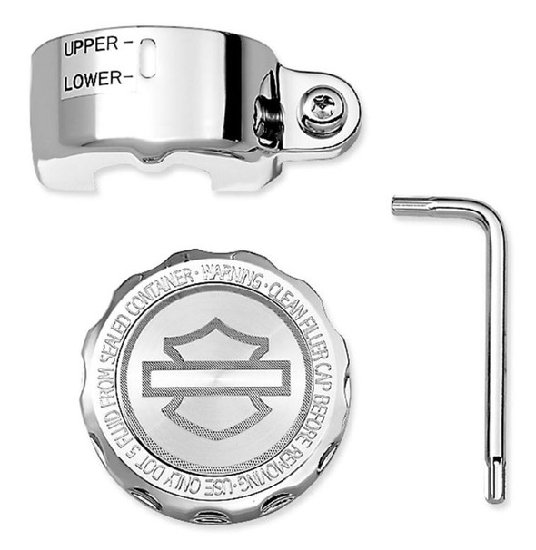 Harley-Davidson Bar & Shield Rear Brake Reservoir Cover, Chrome Finish 45424-08 - Wisconsin Harley-Davidson