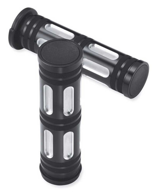 Harley-Davidson Edge Cut Hand Grips - Chrome & Black, 1.5 inch 57454-10 - Wisconsin Harley-Davidson