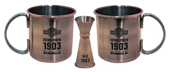 Harley-Davidson Moscow Mule Set, Antique Copper Finish, 16 oz. HDL-18609 - Wisconsin Harley-Davidson