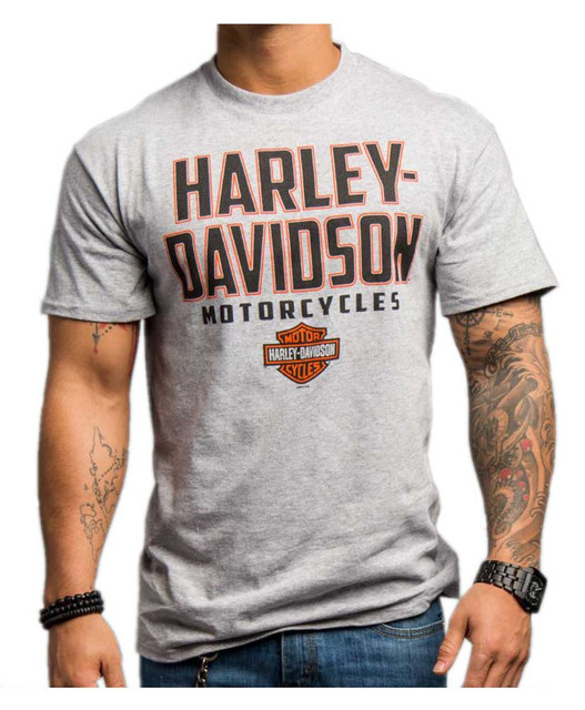 Harley-Davidson Men's Bold Biker Short Sleeve Crew Neck T-Shirt, Gray 5K18-HE76 - Wisconsin Harley-Davidson