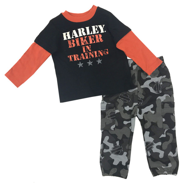 Harley-Davidson Little Boys' Boot Camp 2Piece Print Interlock Pant Set 2073513 - Wisconsin Harley-Davidson