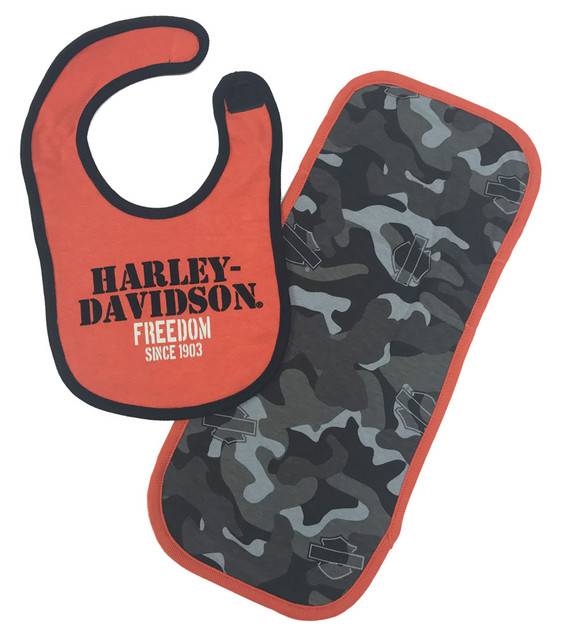 Harley-Davidson Baby Boys' H-D Camo Bib & Burp Cloth Newborn Set 7053503 - Wisconsin Harley-Davidson