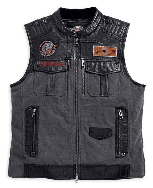 Harley-Davidson® Men's Victor Textile & Leather Zippered Vest