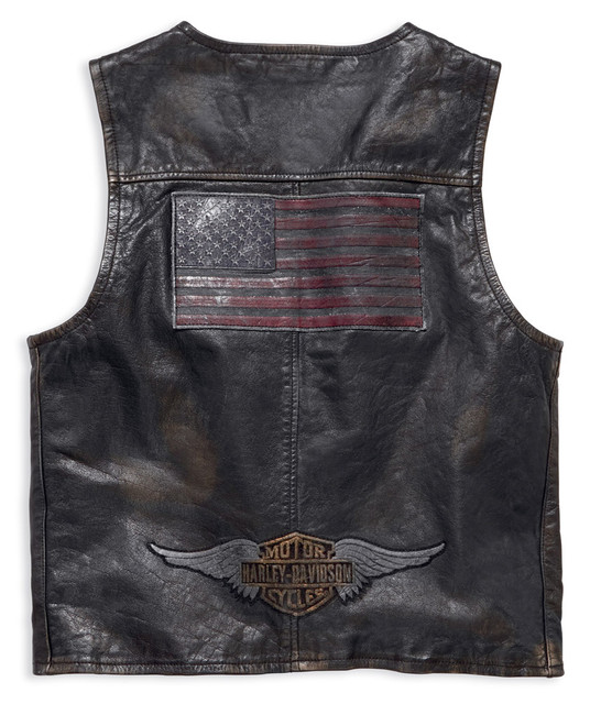 Harley-Davidson® Men's Iron Distressed Slim Fit Leather Vest