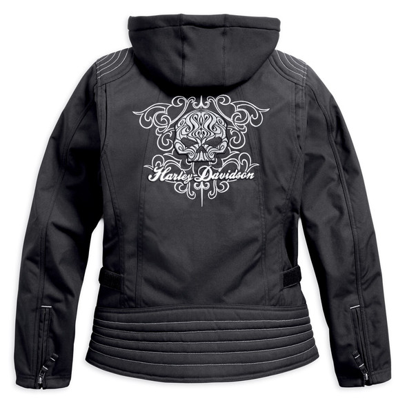 Harley-Davidson® Women's Scroll Skull 3-IN-1 Riding Jacket, Black