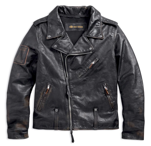 Harley-Davidson Men's Master Distressed Slim Fit Leather Biker Jacket 98003-18VM - Wisconsin Harley-Davidson